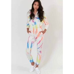Lezat Women’s Small Neon Tie-Dye Restore Soft Terry Jumpsuit NWOT